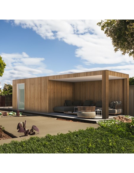 Tuinhuisje van gecoëxtrudeerd composiethout