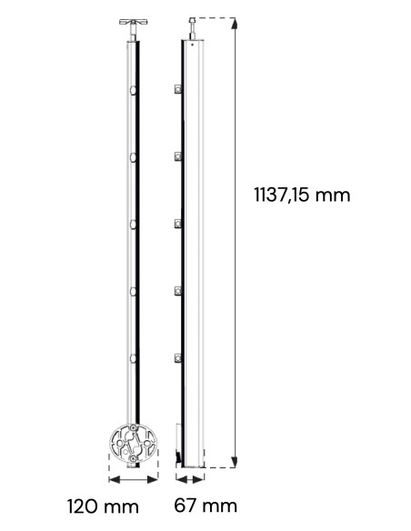 Poteau balustrade latéral