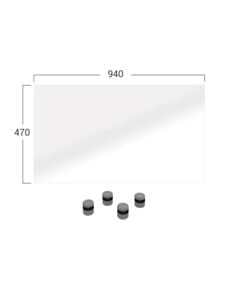 Synthetisch glas voor terrasbalustrade + 4 steunen