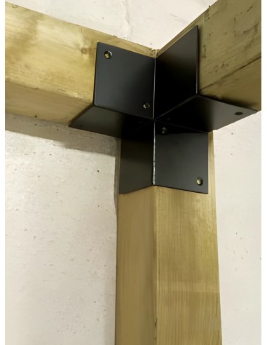 Equerre connexion poteau carré coin 9-12cm Noir