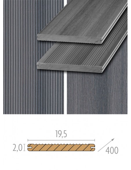 Planches de terrasse en bois composite Platinum gris - fixation invisible