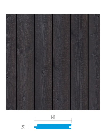 Planche de bardage type bois brûlé