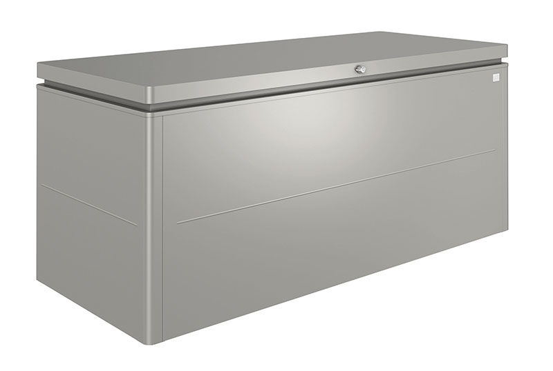 coffre en métal de couleur gris quartz