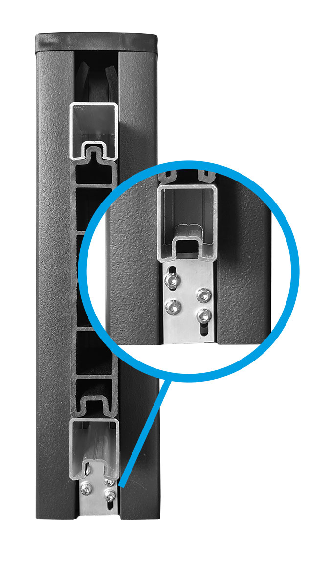 Support en aluminium Duofuse plac&eacute; dans son profil