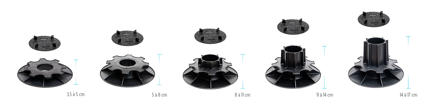 Famille des plots pour dalle de terrasse